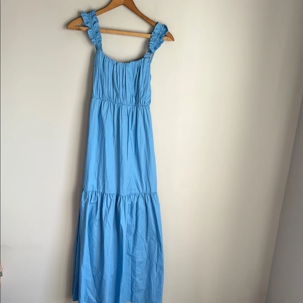NEW Abercrombie & Fitch poplin bow back ruffle strap maxi dress XS